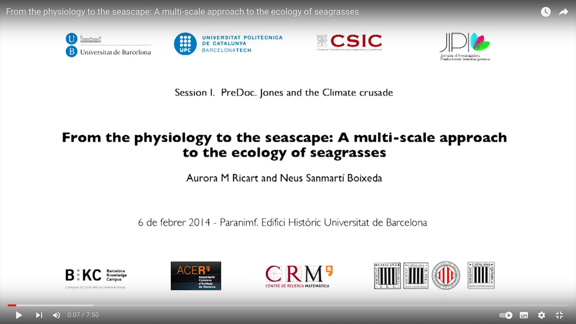 From Physiology to the Seascape. A Multi-Scale Approach to the Ecology of Seagrasses
